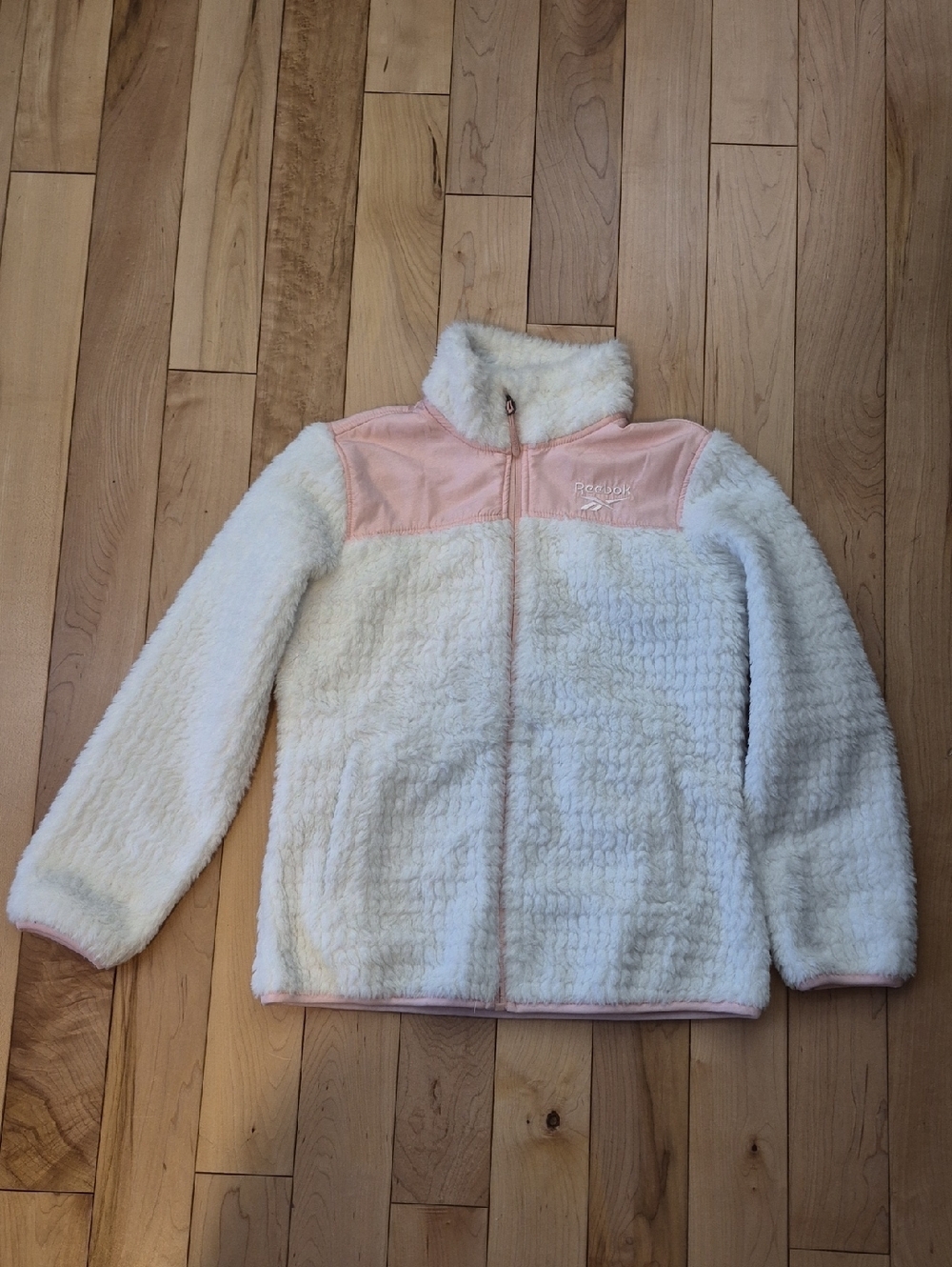 Girls Size 10/12 Reebok White and Blush Zip-Up Jacket
